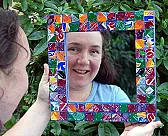 This is how family feuds begin  |  My sister made me a beautiful recycled mirror decorated with cut-up  drinks...