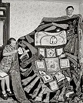 Picture of "Celebriquilt" circa 1937 |  This is on Shorpy this morning, a great picture of a quilt made fromthe clothing...