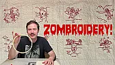 Hand-Embroidered Redwork Zombie Quilt in Thirty Blocks |  Traditional redwork embroidery usually means florals and samplers, but this...
