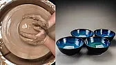 Handmade Ceramic Ramen Bowls with Marbled Glazes |  The maker stated that metal loop trimming tools were used to carve out a...