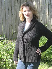 FO:  Cabled Cardigan |  It's finally done!  And just in time for some unseasonably chillyweather...